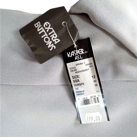 Kasper for ASL Vintage Gray Short Sleeve Double Breasted Skirt Suit Size 12 - Picture 13 of 15